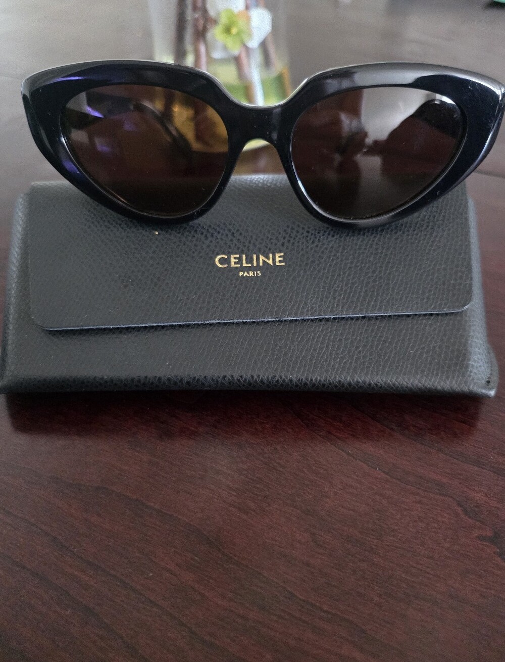 Celine Black Cat-Eye Sunglasses with Dark Brown Lenses
